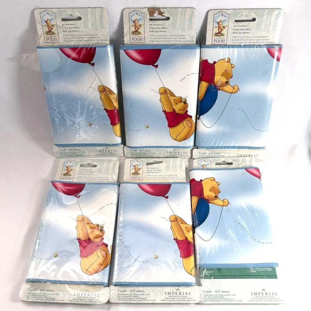 Vintage Imperial Disney Classic‎ Pooh w/ Balloons 6x Wallpaper Border 30 yds NOS